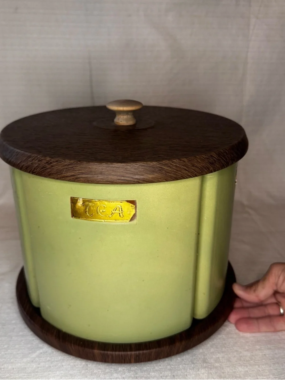 Rotating Canister Set Avocado Green Lazy Susan Retro 70s Kitchen